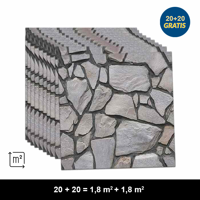 RocksWall, trojrozmerné nálepky na stenu s efektom skaly (10 ks.) (1+1 ZDARMA) - Image 2