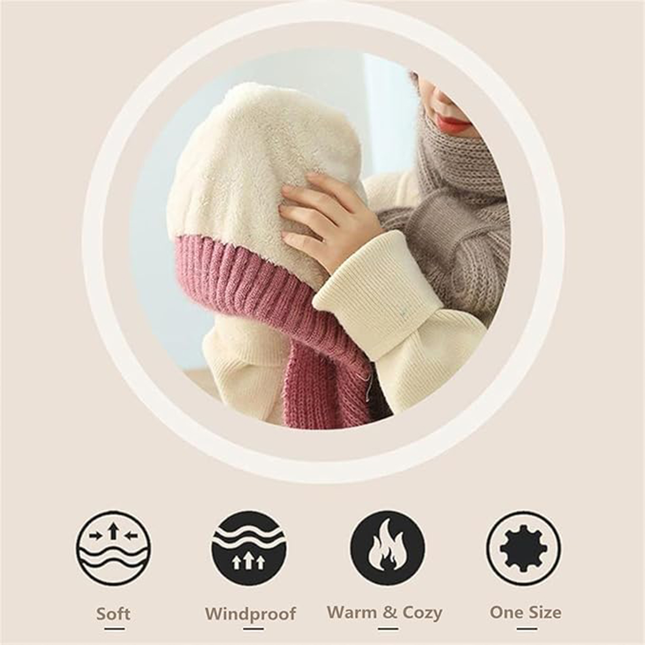 CapScarf, dámska zimná čiapka so šitým šálom - Image 7