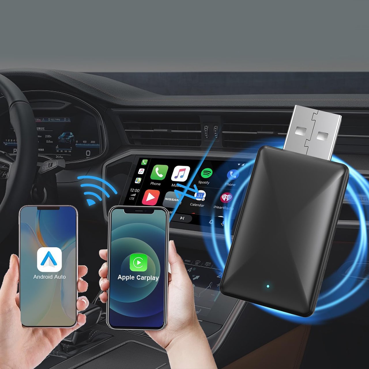 USB kľúč vám umožňuje rýchlo pripojiť (bez káblov) váš telefón (CarPlay alebo Android Auto) k vášmu autu!