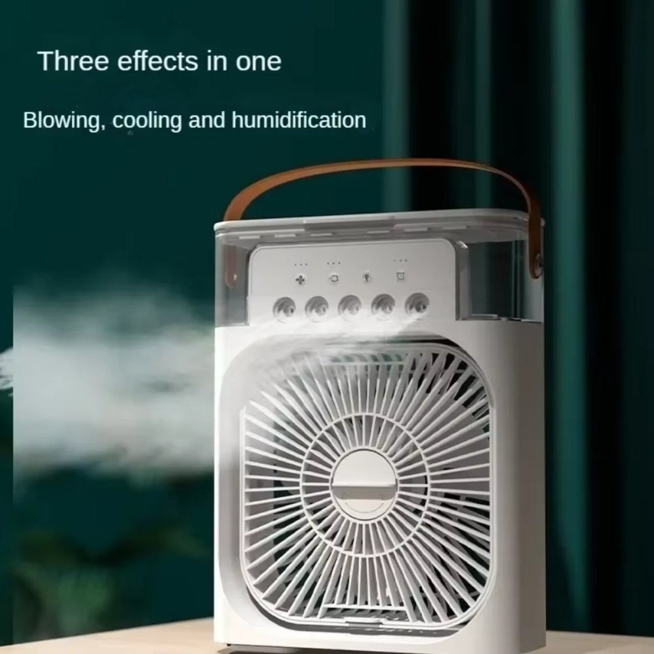 Coolio, 3-v-1 prenosný ventilátor s funkciou zvlhčovača, LED svetlom a chladením - Image 2