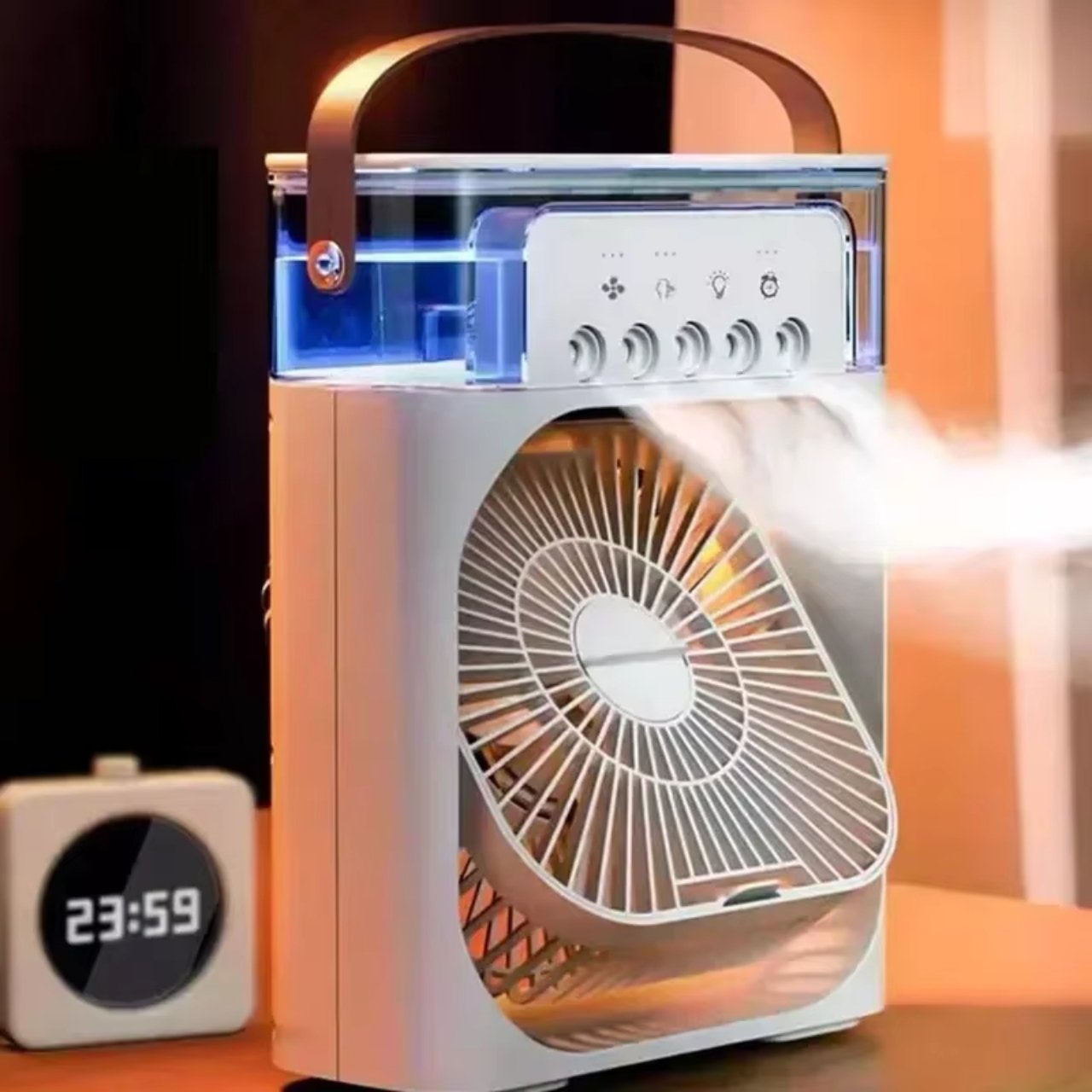 Coolio, 3-v-1 prenosný ventilátor s funkciou zvlhčovača, LED svetlom a chladením - Image 6