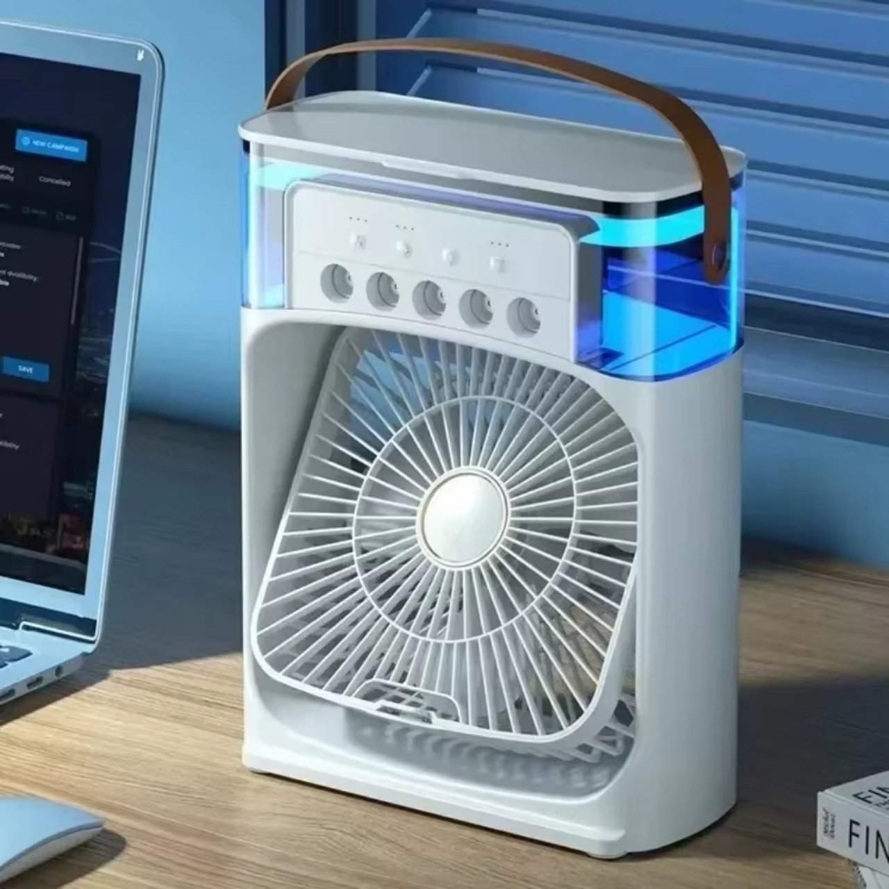Coolio, 3-v-1 prenosný ventilátor s funkciou zvlhčovača, LED svetlom a chladením - Image 8