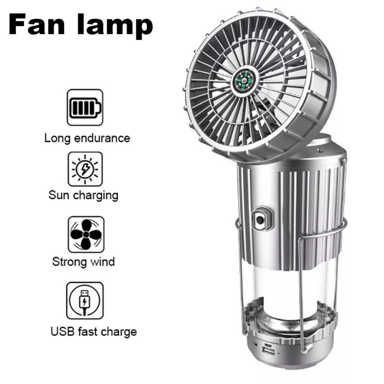Fan, multifunkčný 5 v 1 solárny LED svetlo s ventilátorom - Image 4