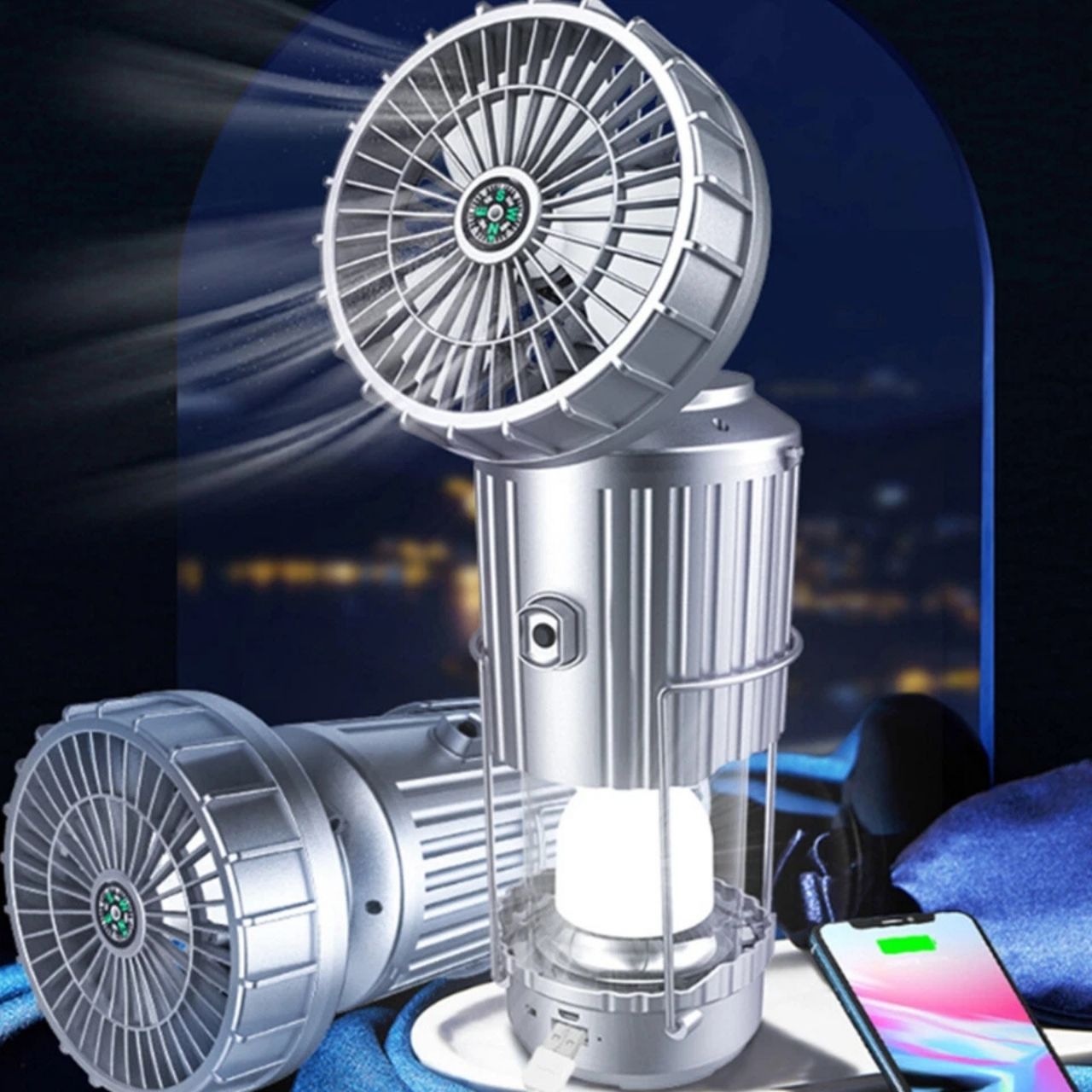 Fan, multifunkčný 5 v 1 solárny LED svetlo s ventilátorom - Image 7