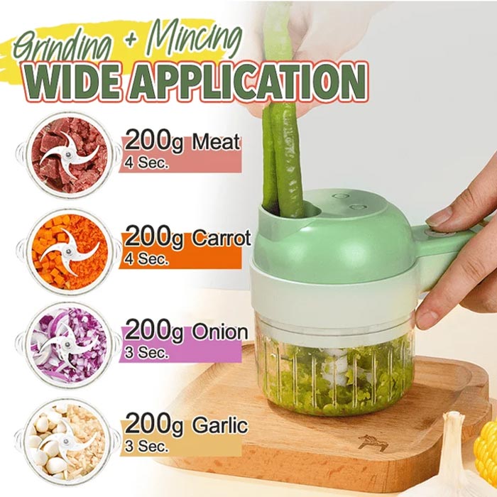 FoodProcessor, 5-dielna kuchynská súprava na sekanie, krájanie, šúpanie a čistenie - Image 6