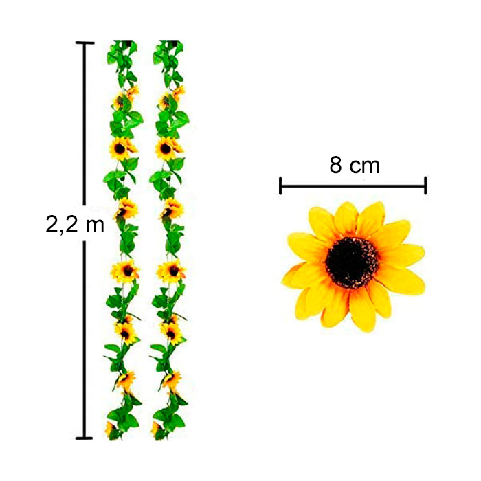 GarlandSunflower, umelá slnečnicová girlanda s prírodným vzhľadom (2 kusy) - Image 2