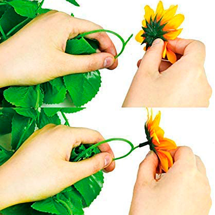 GarlandSunflower, umelá slnečnicová girlanda s prírodným vzhľadom (2 kusy) - Image 3
