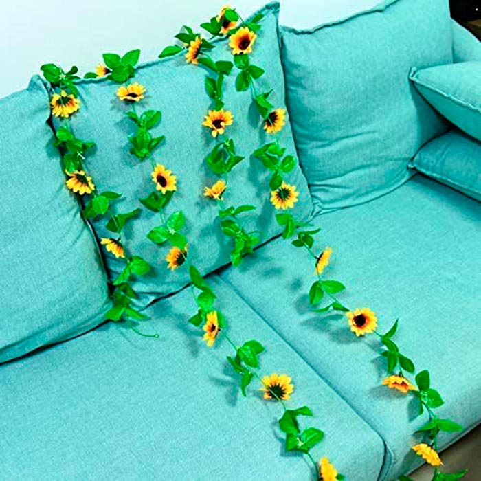GarlandSunflower, umelá slnečnicová girlanda s prírodným vzhľadom (2 kusy) - Image 5