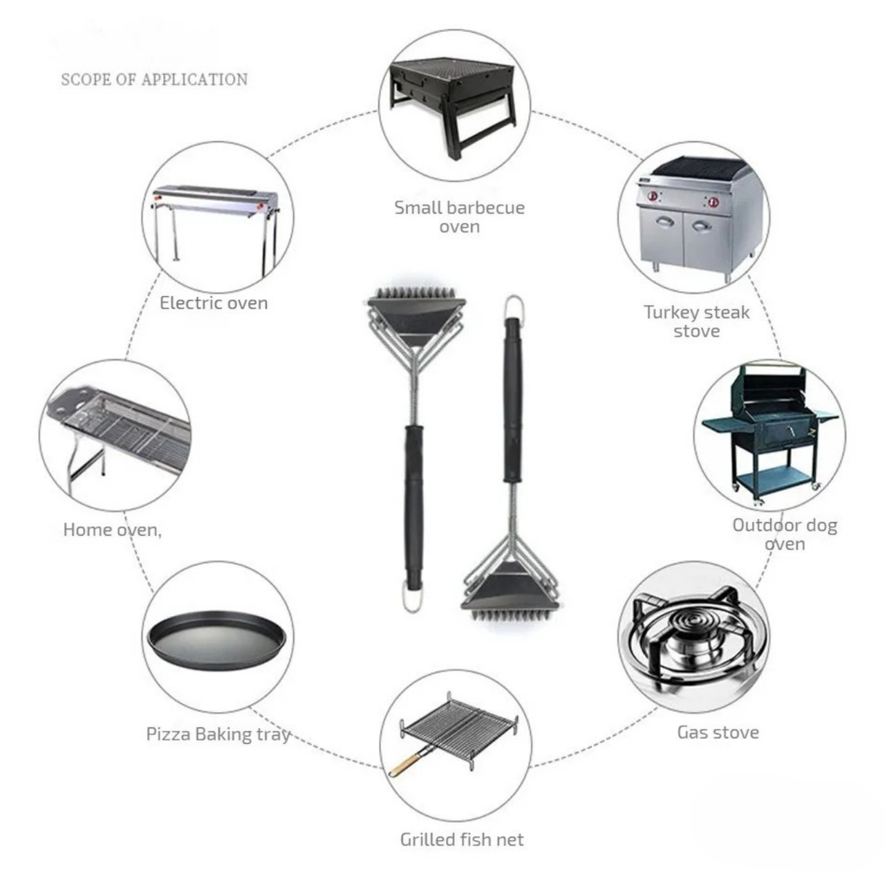 GrillBundle, sada grilovacích podložiek (5 kusov) a kefa na čistenie grilu - Image 3