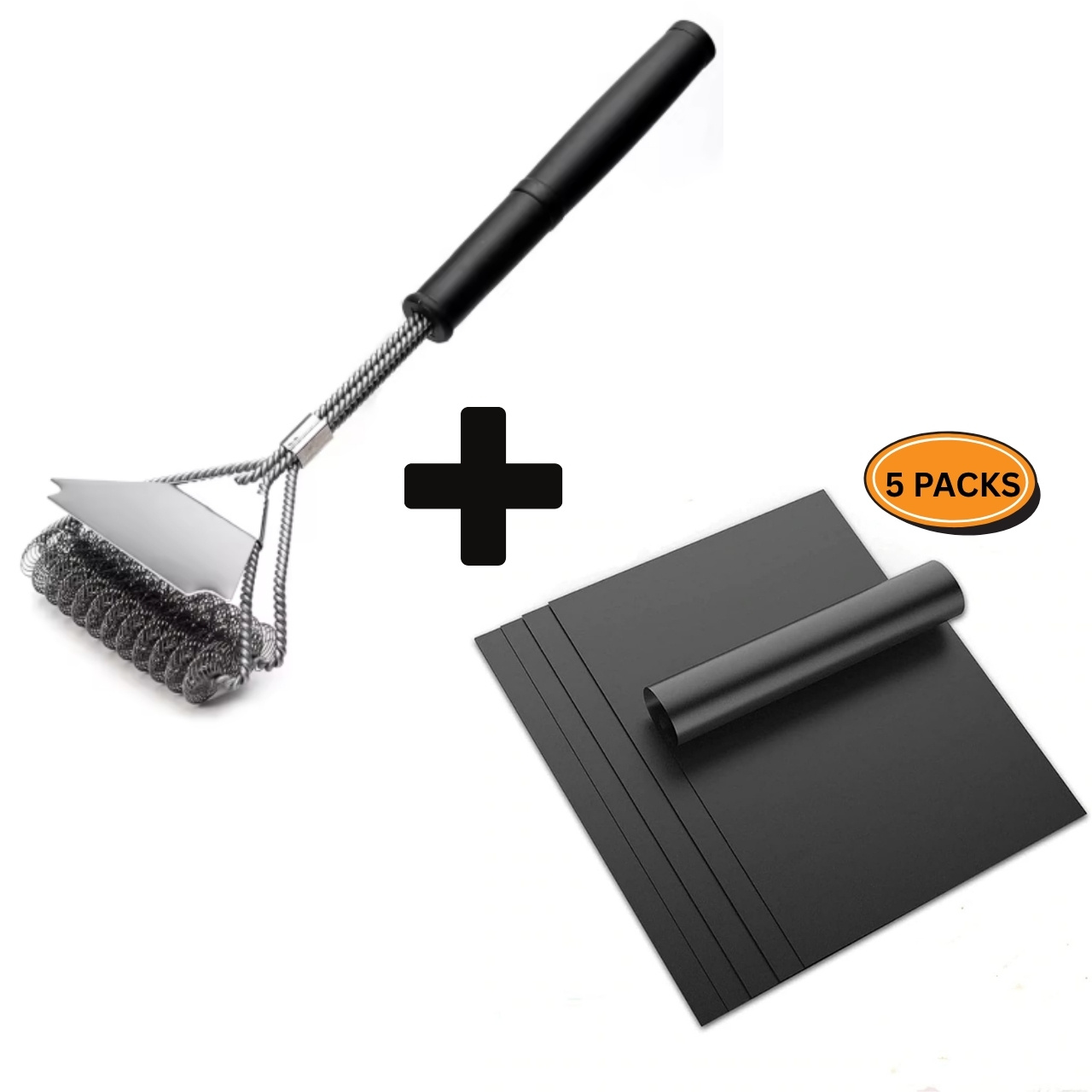 GrillBundle, sada grilovacích podložiek (5 kusov) a kefa na čistenie grilu - Image 4