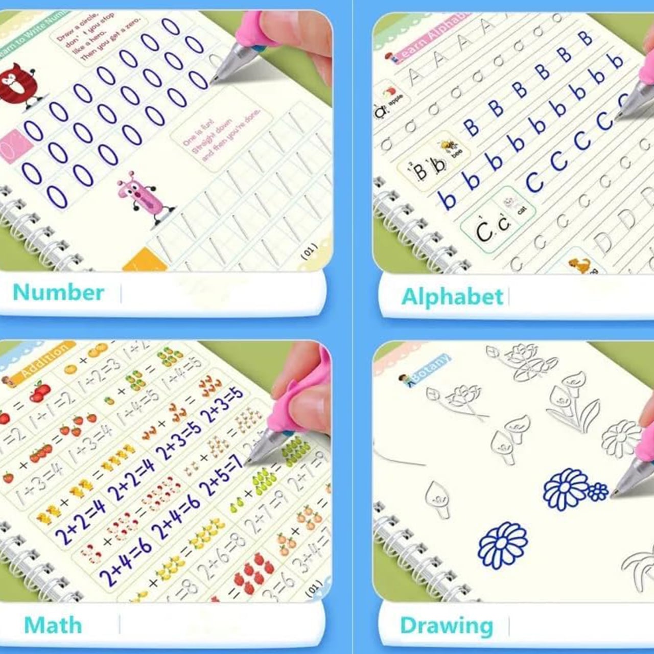 KidsBundle, LED pen tablet a 4 magické pracovné zošity na učenie písania a kreslenia - Image 4