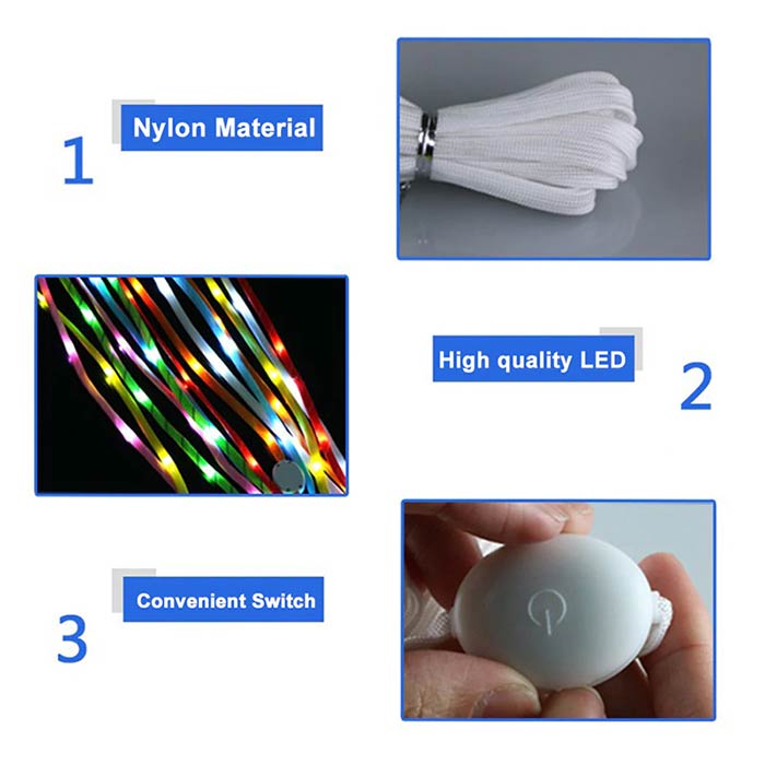 LedLaces, svítící tkaničky - bílé s barevnými led světly - Image 10