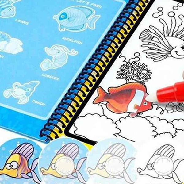 MagicWaterBook, sada 3 čarovných omaľovánok s vodnými perami na vytváranie bez neporiadku - Image 4