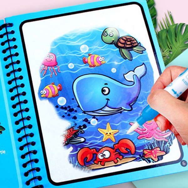 MagicWaterBook, sada 3 čarovných omaľovánok s vodnými perami na vytváranie bez neporiadku - Image 8