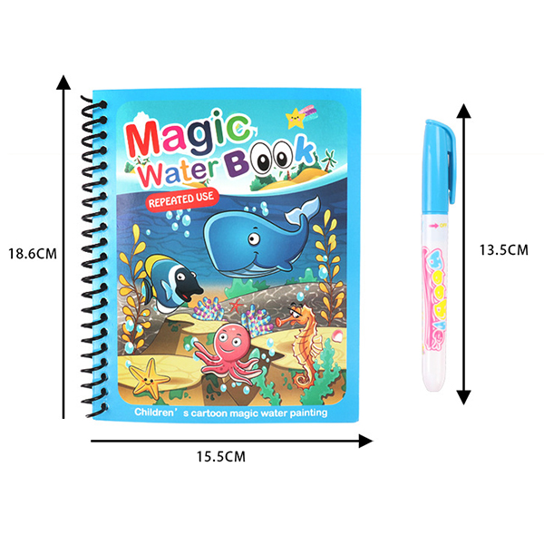 MagicWaterBook, sada 3 čarovných omaľovánok s vodnými perami na vytváranie bez neporiadku - Image 9
