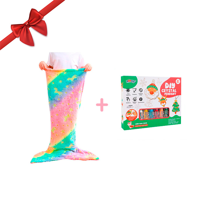 MermaidArtCraft, darčekový set s dekou pre dievčatko a súpravou VIANOČNÝCH príveskov ZADARMO - Image 2