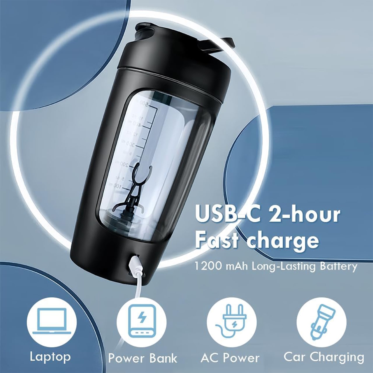 ProteinShaker, elektrický shaker s nádobou, ktorá je zároveň fľašou - Image 3