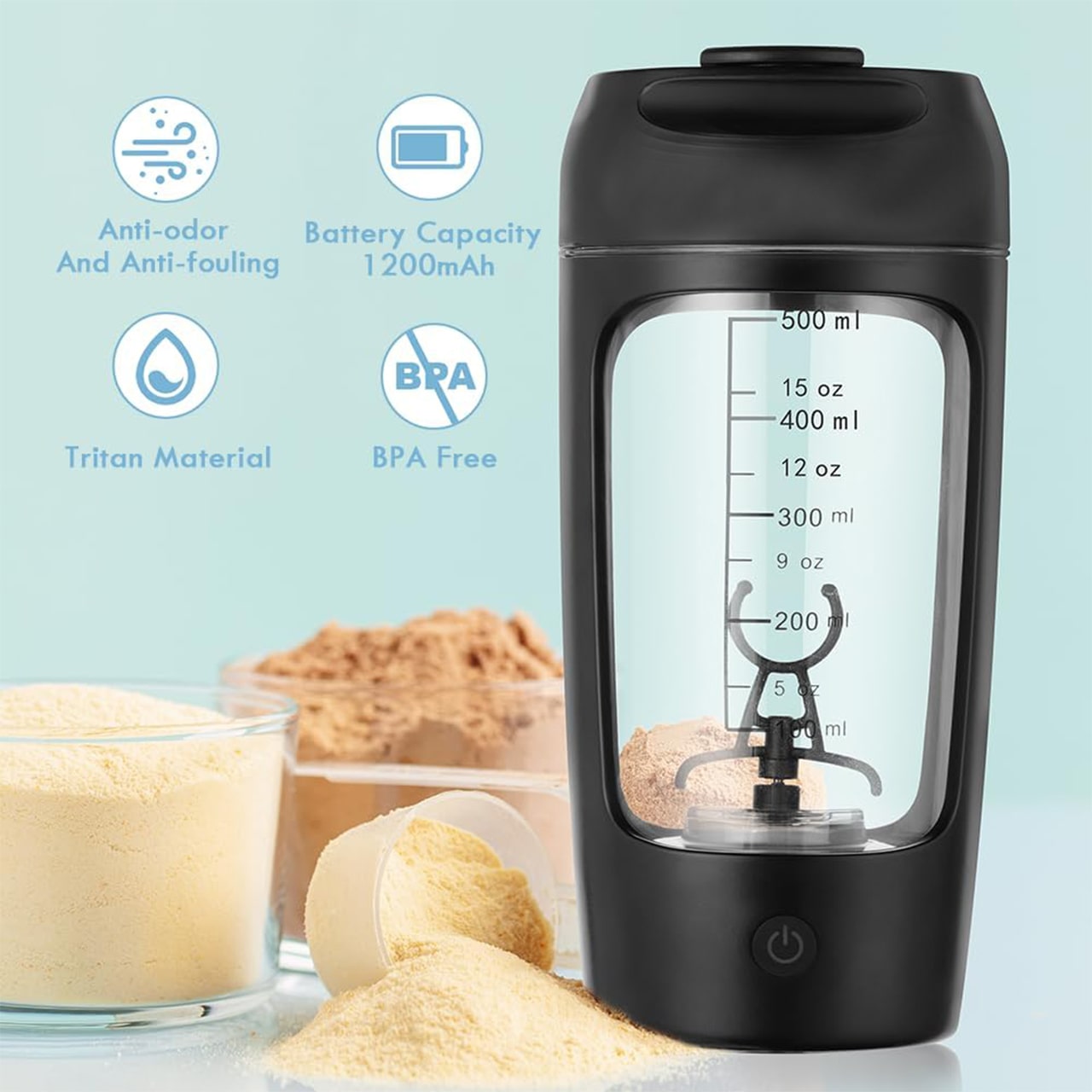 ProteinShaker, elektrický shaker s nádobou, ktorá je zároveň fľašou - Image 4