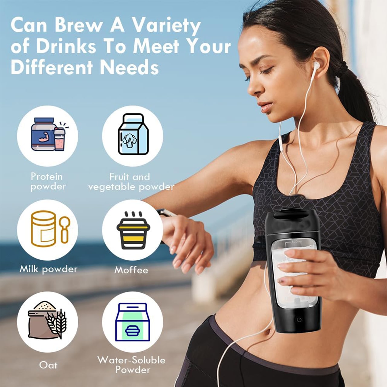 ProteinShaker, elektrický shaker s nádobou, ktorá je zároveň fľašou - Image 5
