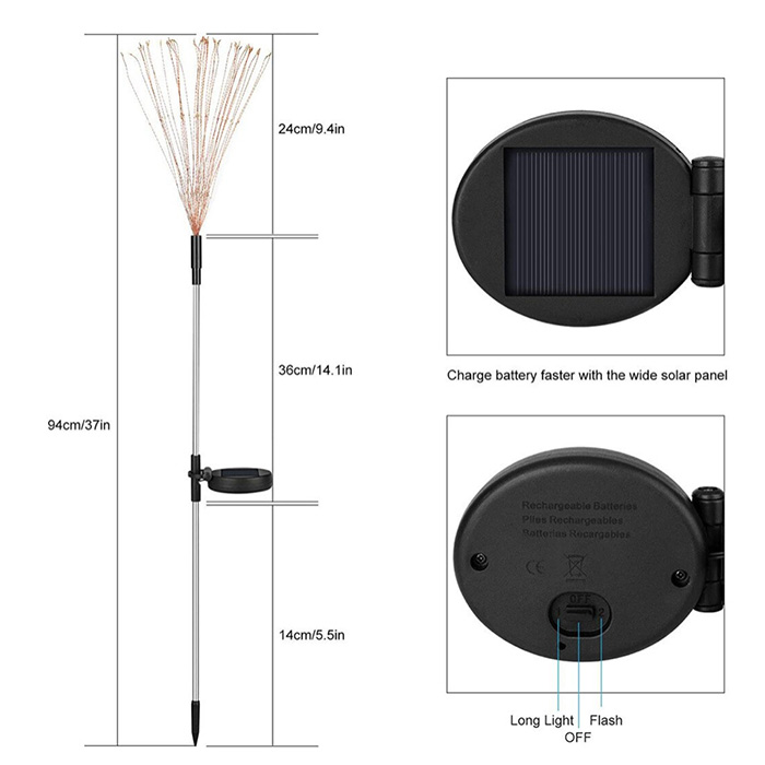 SolarFireworkLamp, solárna lampa (90 LED svetiel) - Image 2