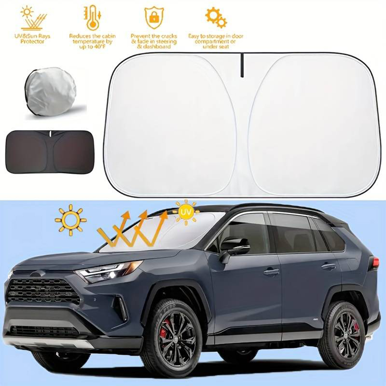 SunVisor, zasúvacia slnečná clona na čelné sklo auta - Image 3