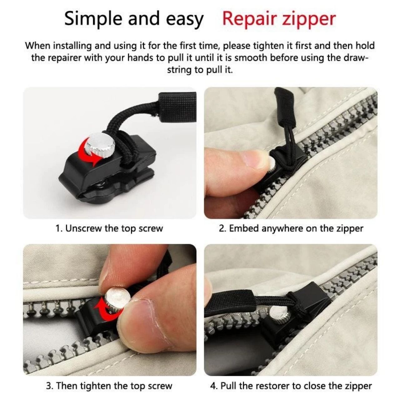 ZipFix, viacúčelová súprava na opravu zipsov (12 kusov) - Image 4